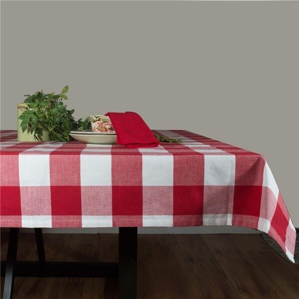 Dunroven House Dunroven House RK819-BR 54 in. Farmhouse Check Square Tablecloth; Bright Red & White RK819-BR - main